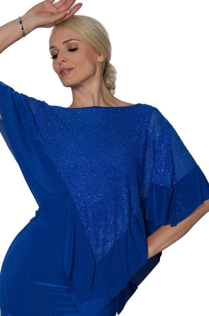 Women's blue capelet top for ballroom dance