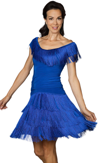 Women's blue fringe Latin dance skirt