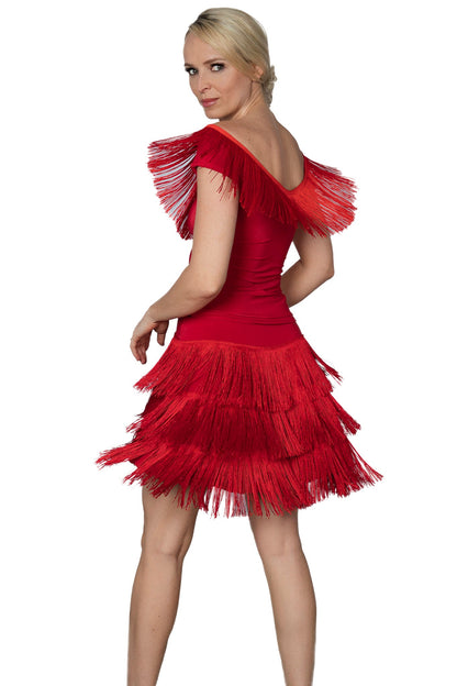 Women's red fringe Latin dancing skirt