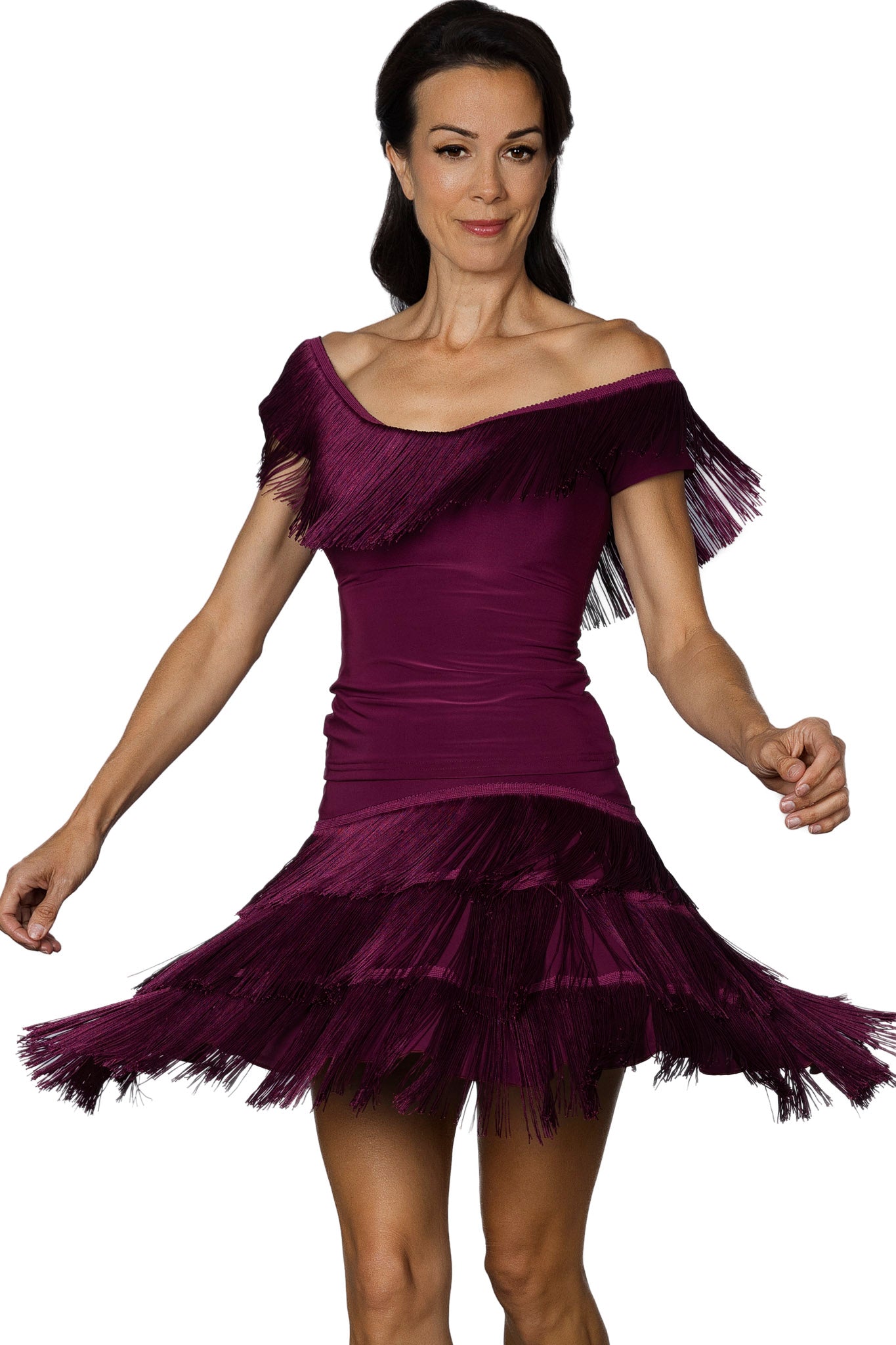 Dance America T2441 Women's Fresco Fringe Latin Practice Top in Stock