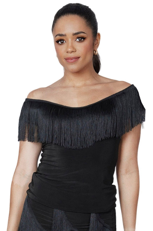 Dance America T2441 Women's Fresco Fringe Latin Practice Top in Stock