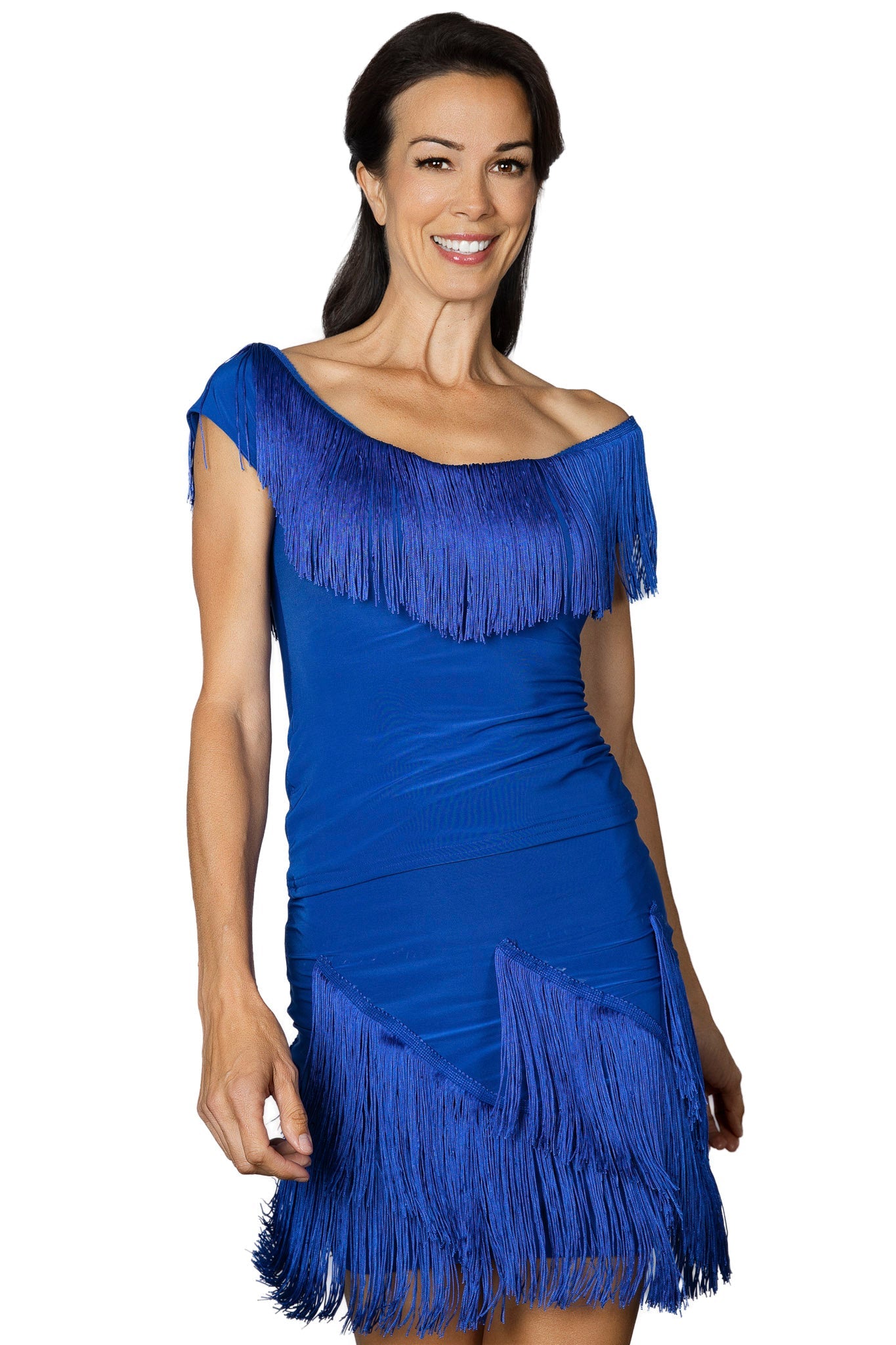 Women's spiral cut fringe Latin skirt