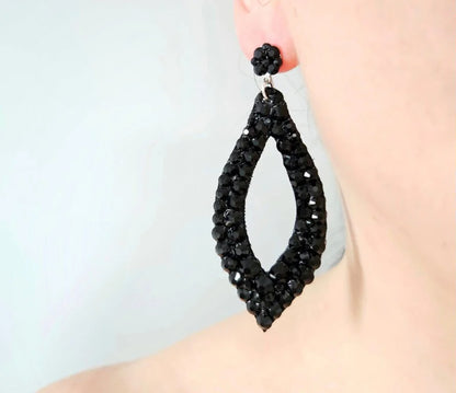 Black Tear Drop Earrings