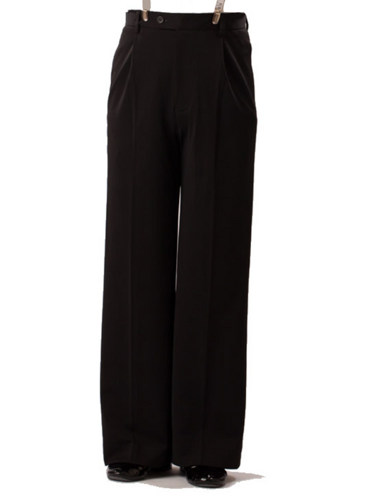 Men's Black Smooth or Standard Ballroom Pants with Belt Loops and Pockets