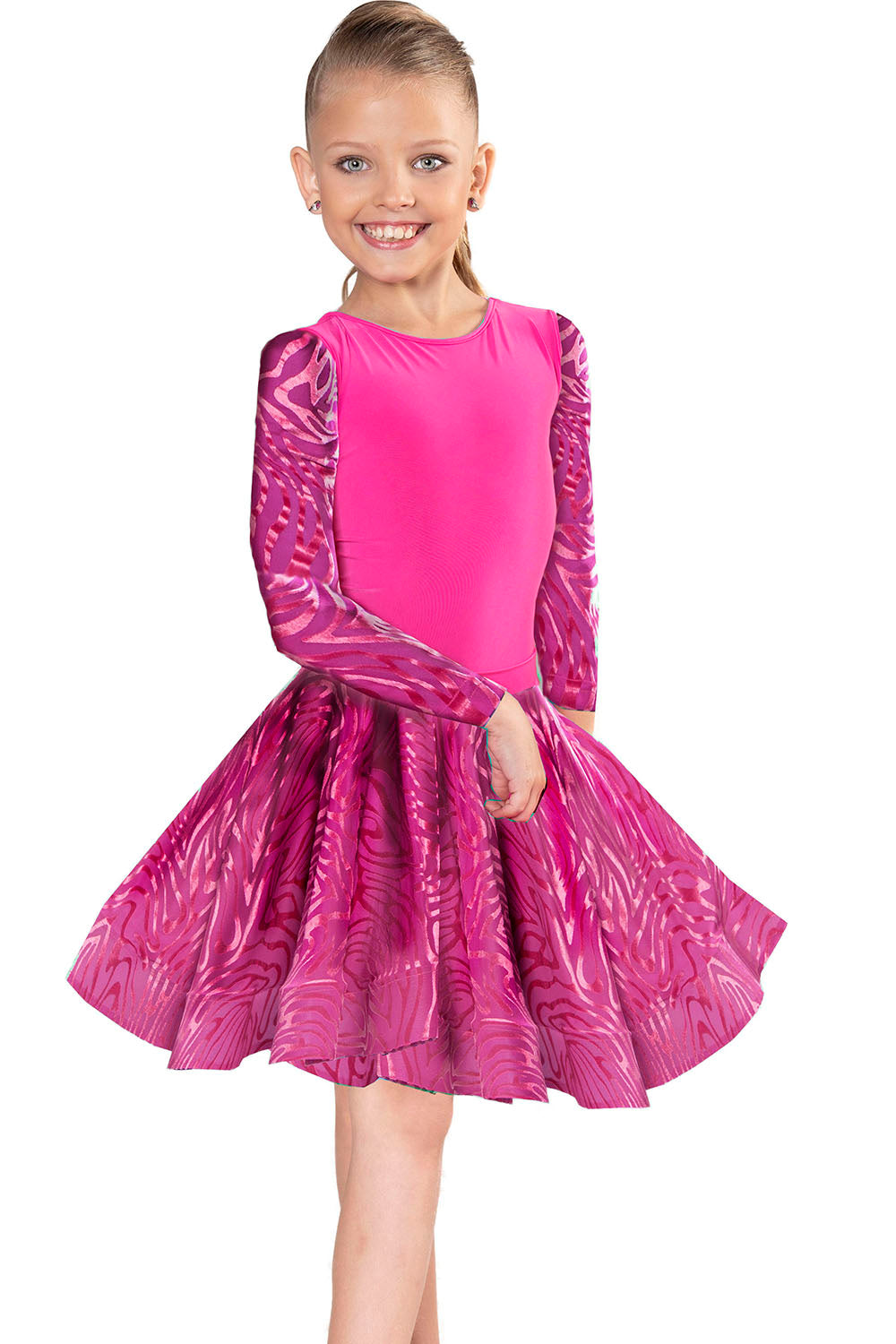 Pink velvet dancing skirt for young girls