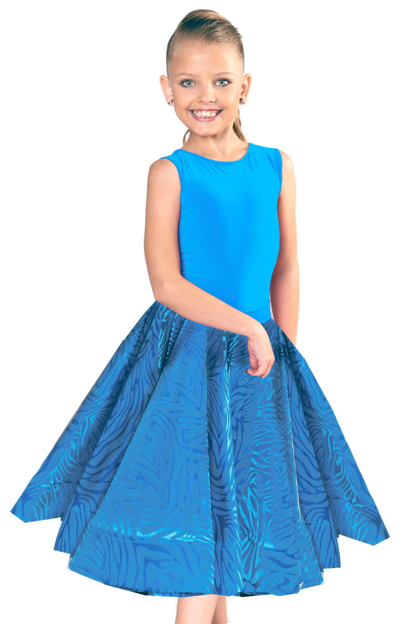 Blue ballroom dance skirt made of velvet