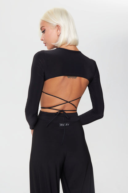 Danza Black Gigi Top with Cut Out Back and Cross Straps Pra 1231