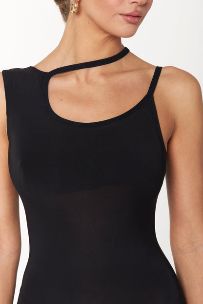 Danza Trinity Black Bodysuit with Neck Detail Pra 1238