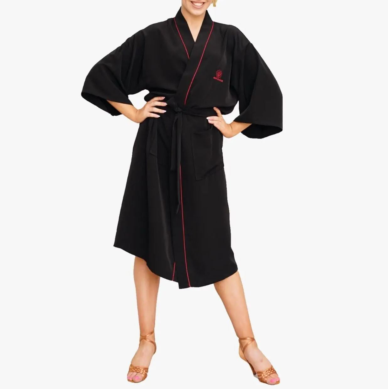 Kimono Style Dressing Gown in Black