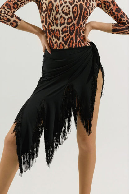 ONDANCE Mitsy Lycra Latin Practice Skirt for Women and Girls with Asymmetrical Torn Bottom Pra 1324