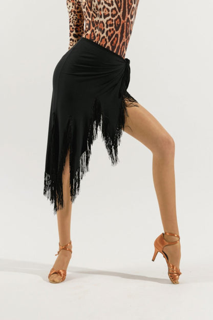 ONDANCE Mitsy Lycra Latin Practice Skirt for Women and Girls with Asymmetrical Torn Bottom Pra 1324