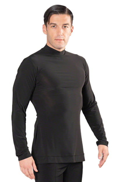 Men's black turtleneck ballroom dance shirt