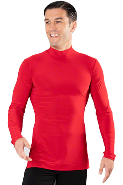 Red turtleneck Latin or ballroom men's shirt