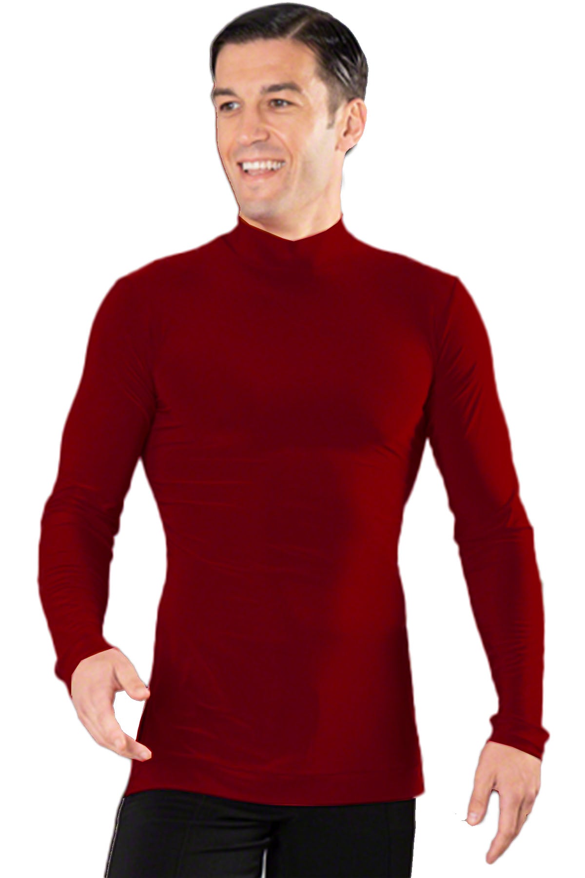 Wine colored turtleneck shirt for men