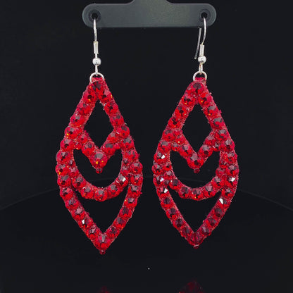 Video of Light Red Chevron Earrings with Stones 