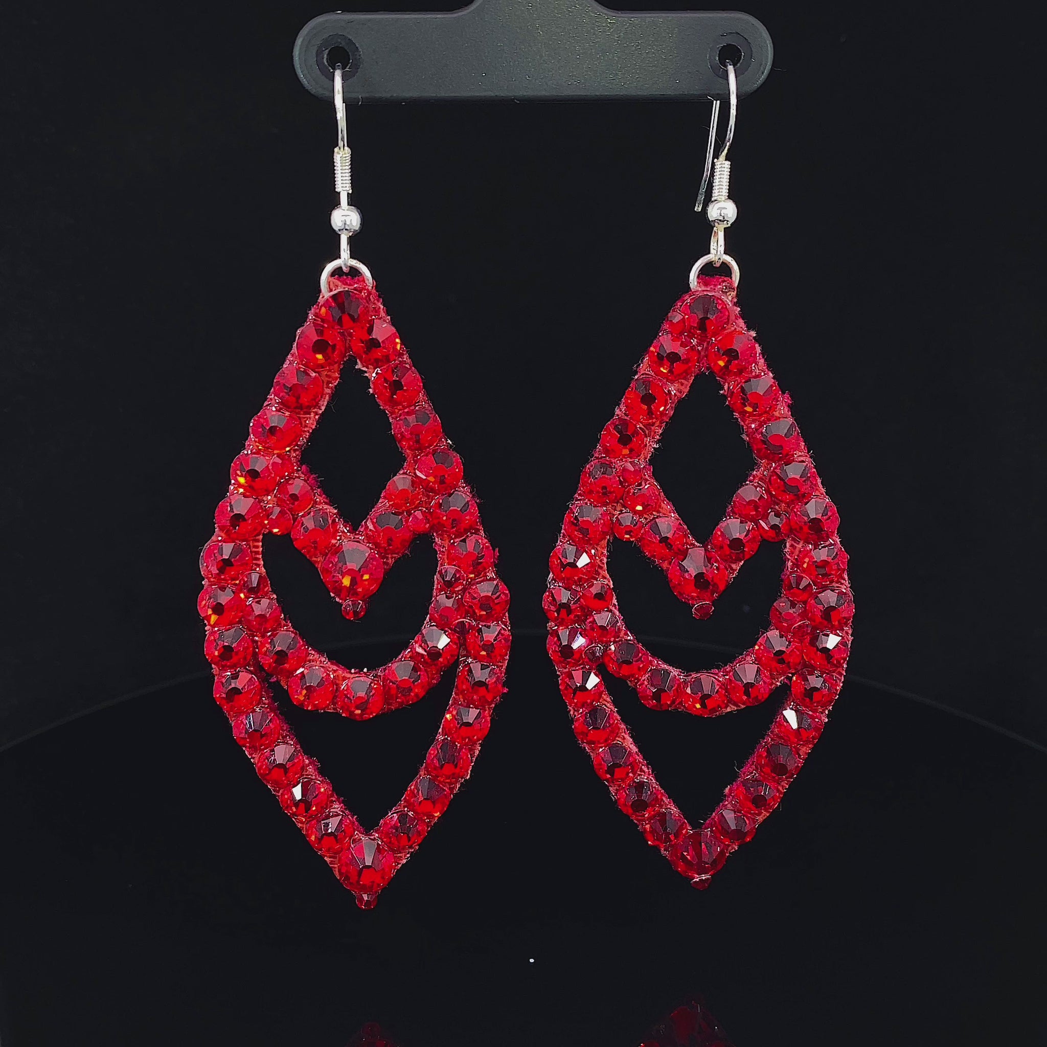 Video of Light Red Chevron Earrings with Stones 