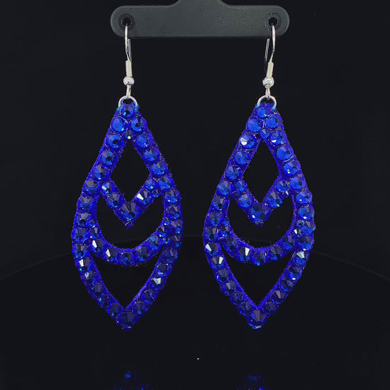 Video of Blue Chevron Earrings with Stones 