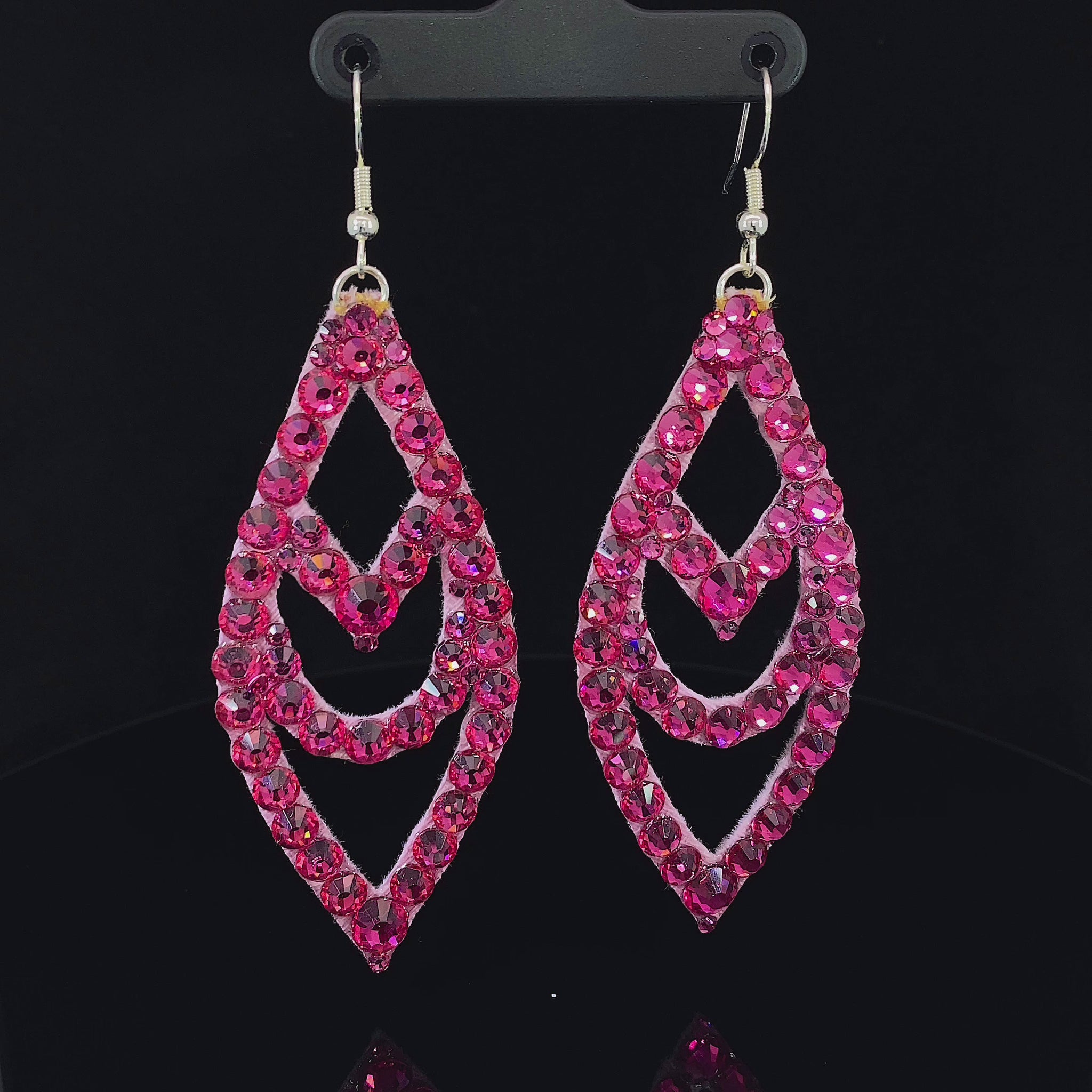 Video of Pink Chevron Earrings with Stones 