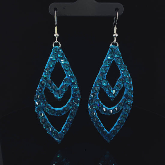 Video of Light Blue Chevron Earrings with Stones 