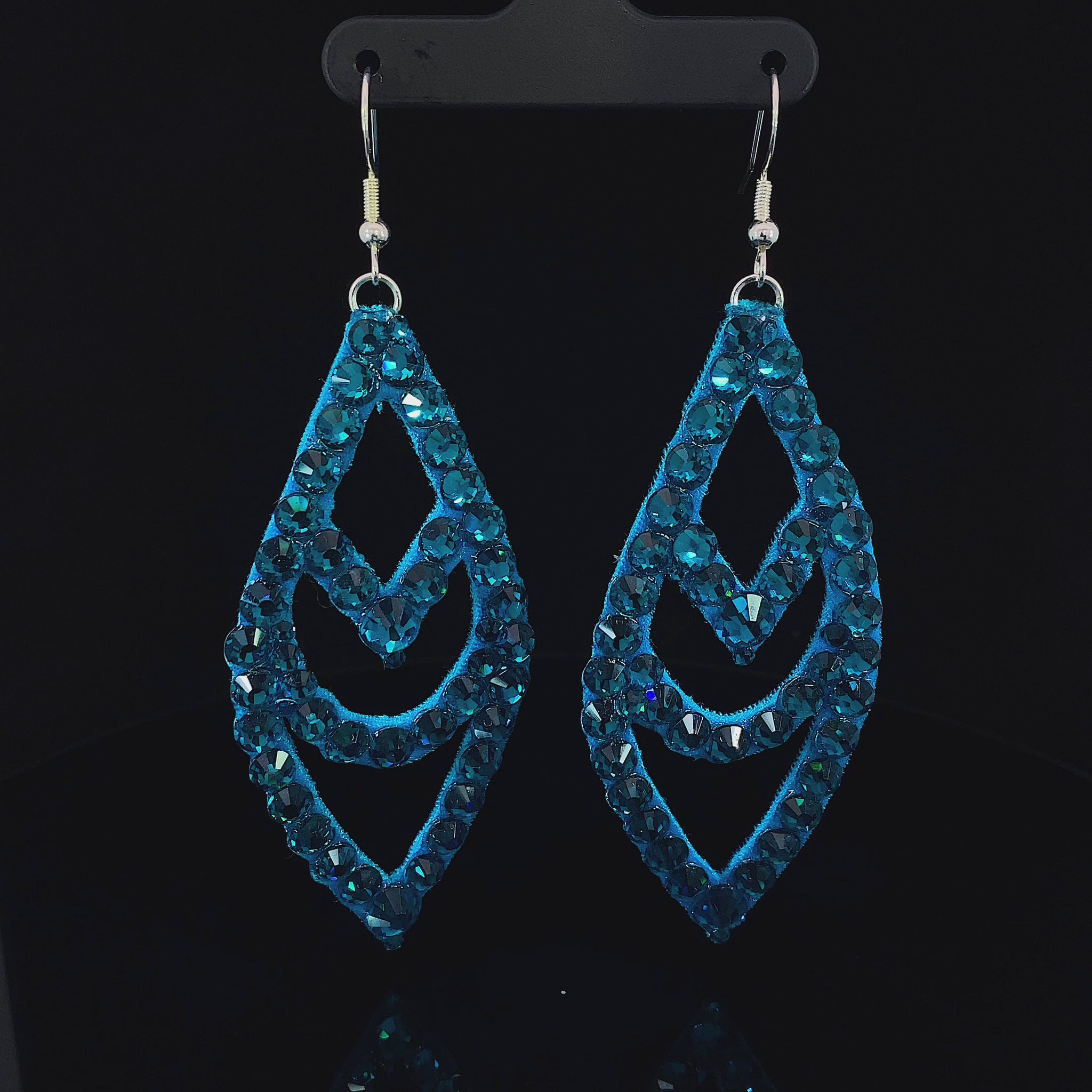 Video of Light Blue Chevron Earrings with Stones 