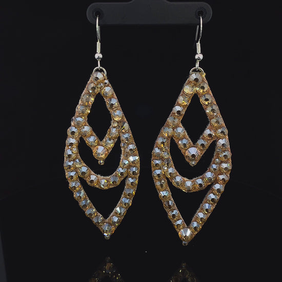 Video of Golden Chevron Earrings with Stones 