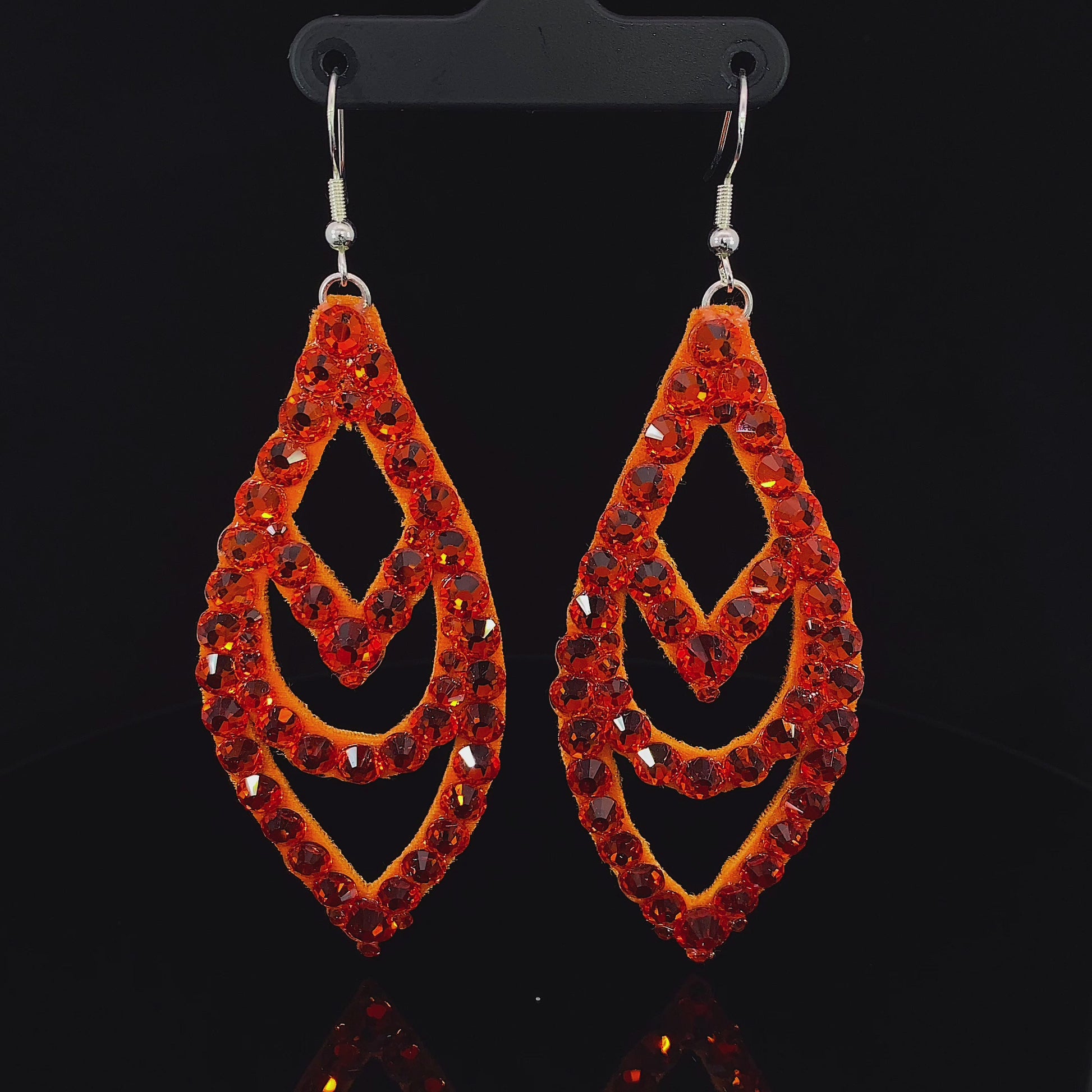 Video of Orange Chevron Earrings with Stones 