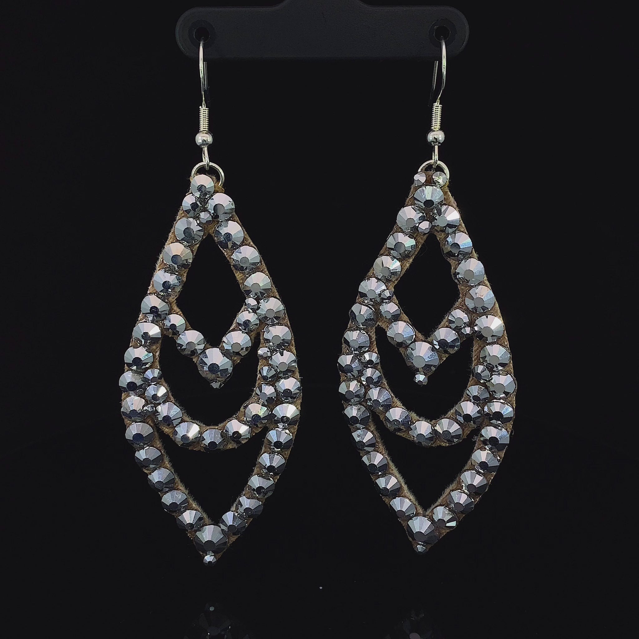 Video of Silver Chevron Earrings with Stones 