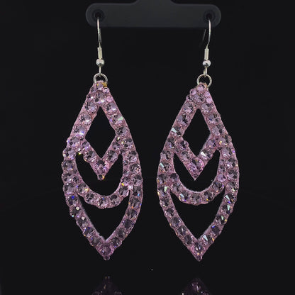 Video of Light Pink Chevron Earrings with Stones 