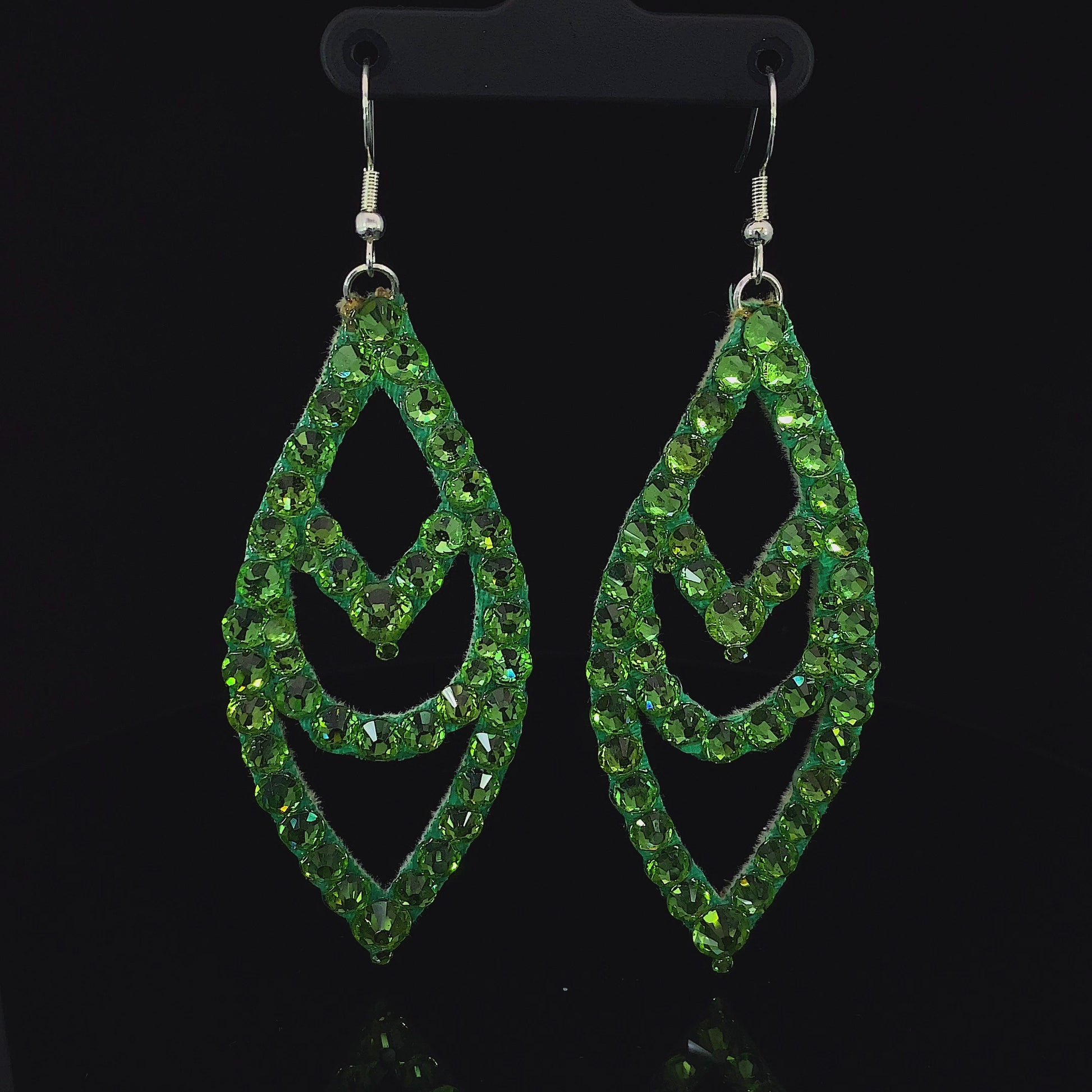 Video of Peridot Chevron Earrings with Stones 