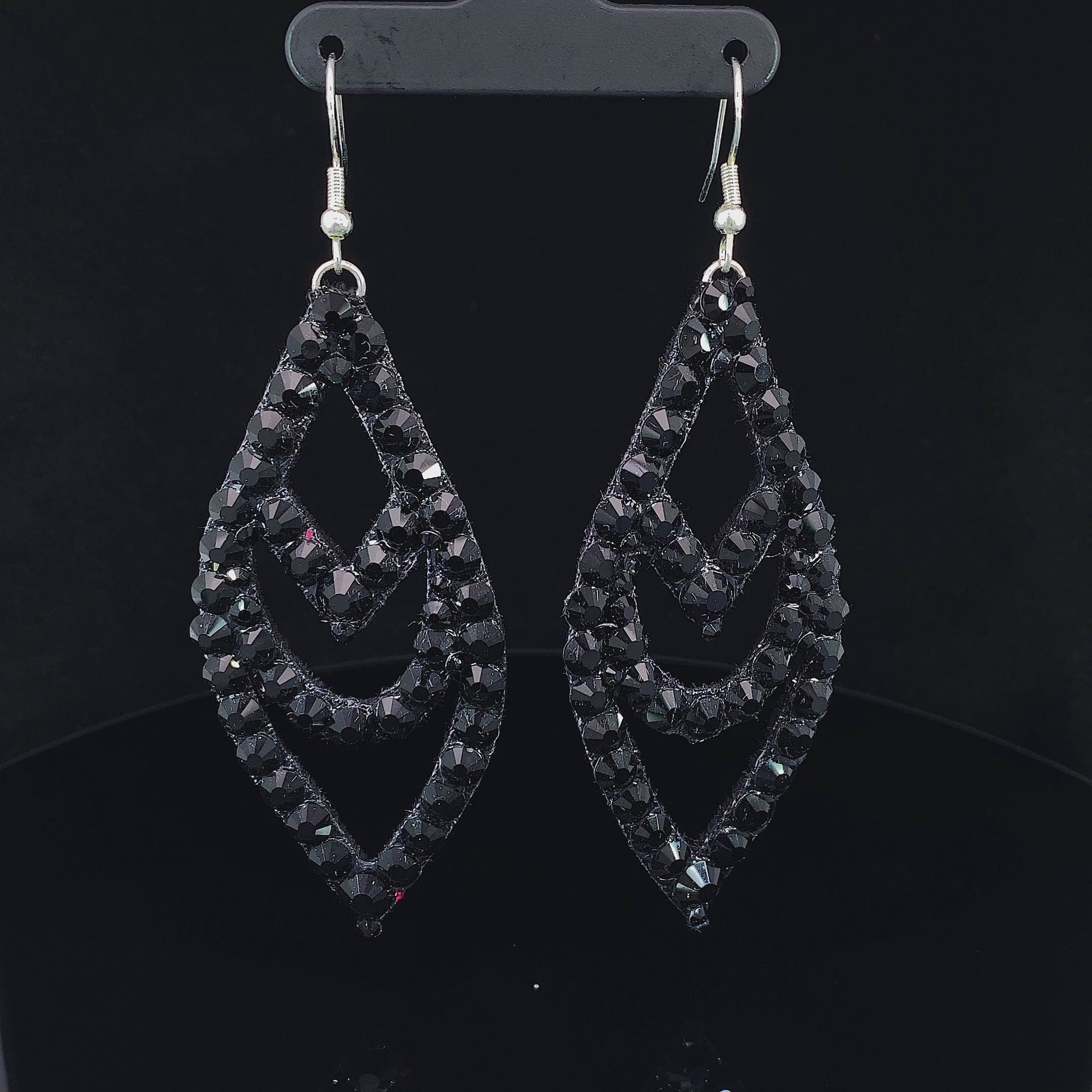 Video of Jet Chevron Earrings with Stones 