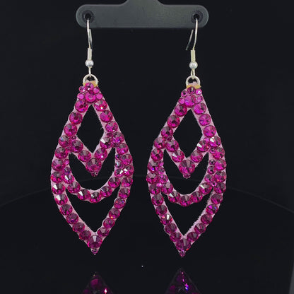 Video of Fuchsia Chevron Earrings with Stones 