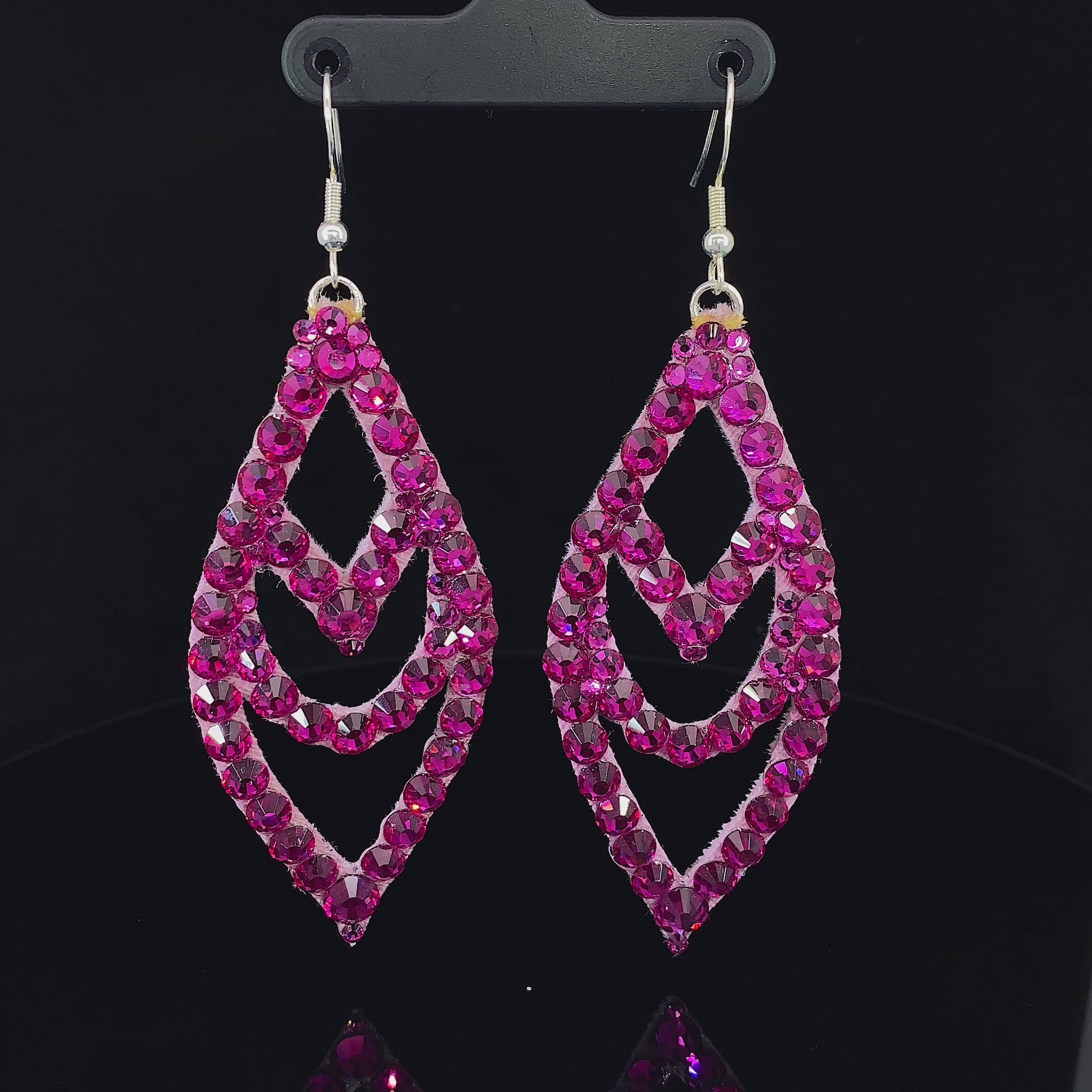 Video of Fuchsia Chevron Earrings with Stones 