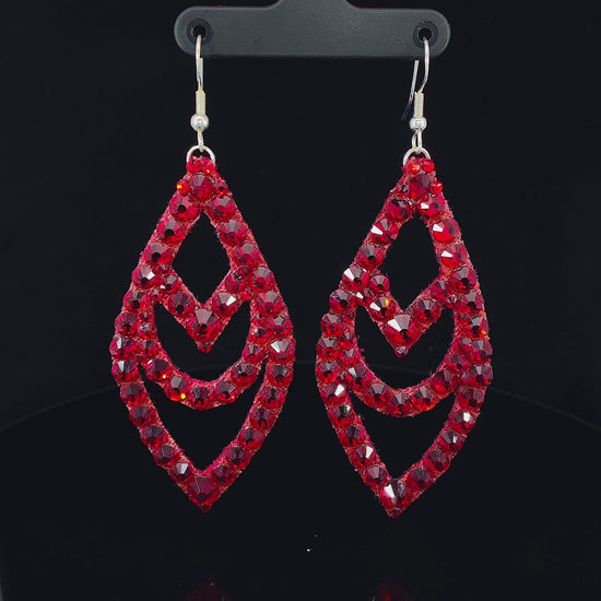 Video of Red Chevron Earrings with Stones 