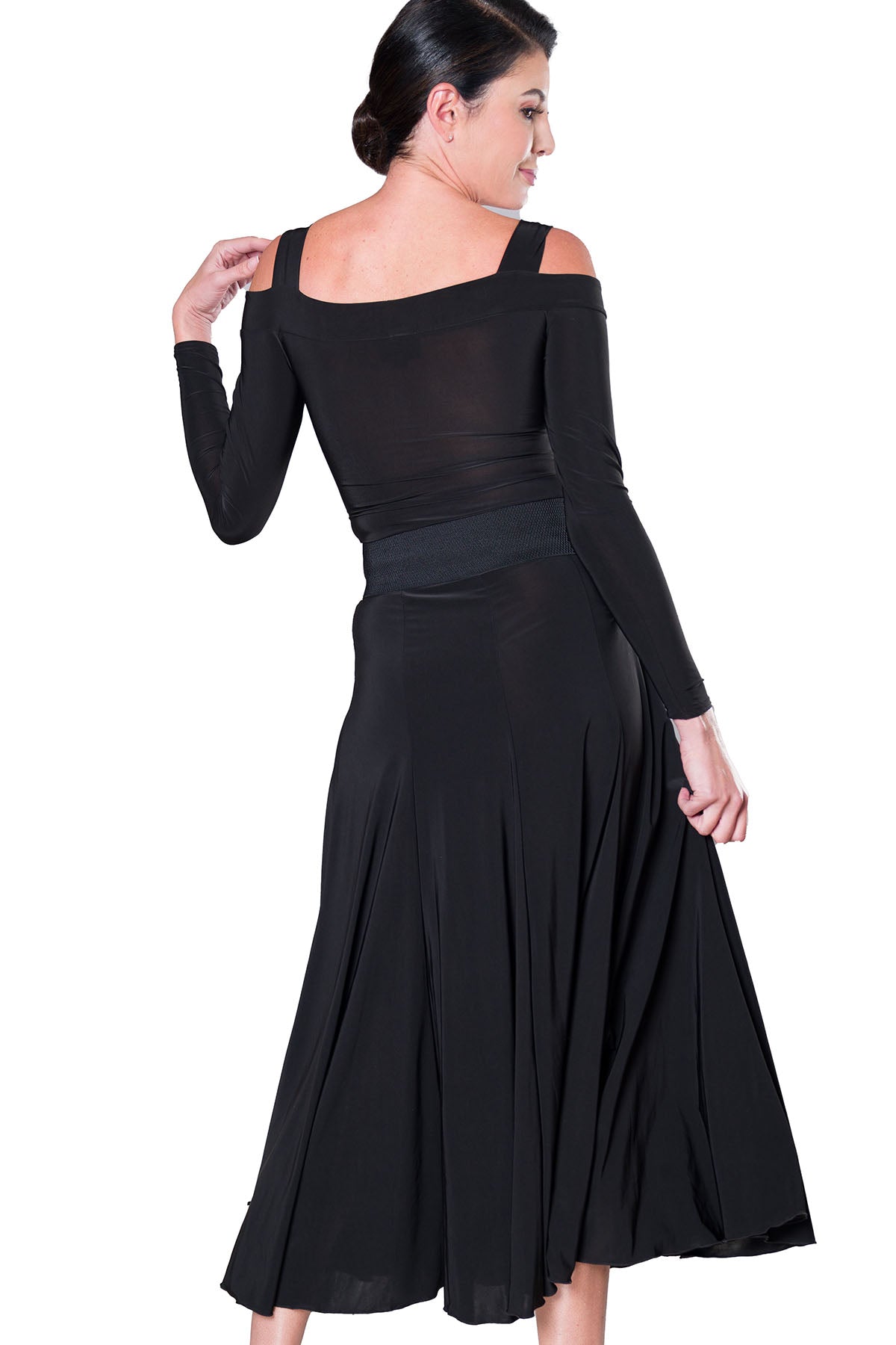 Ladies' cold shoulder box top for ballroom dance