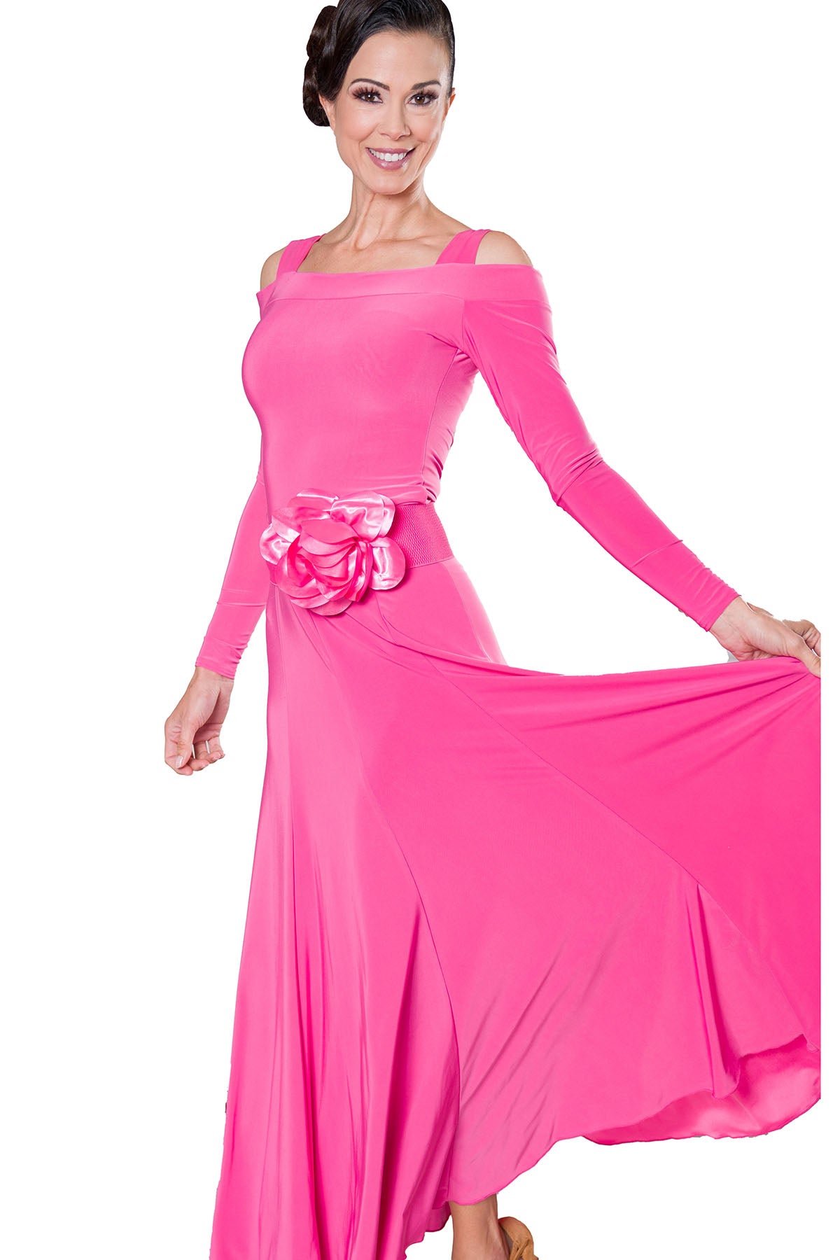 Pink ballroom dancing skirt for ladies