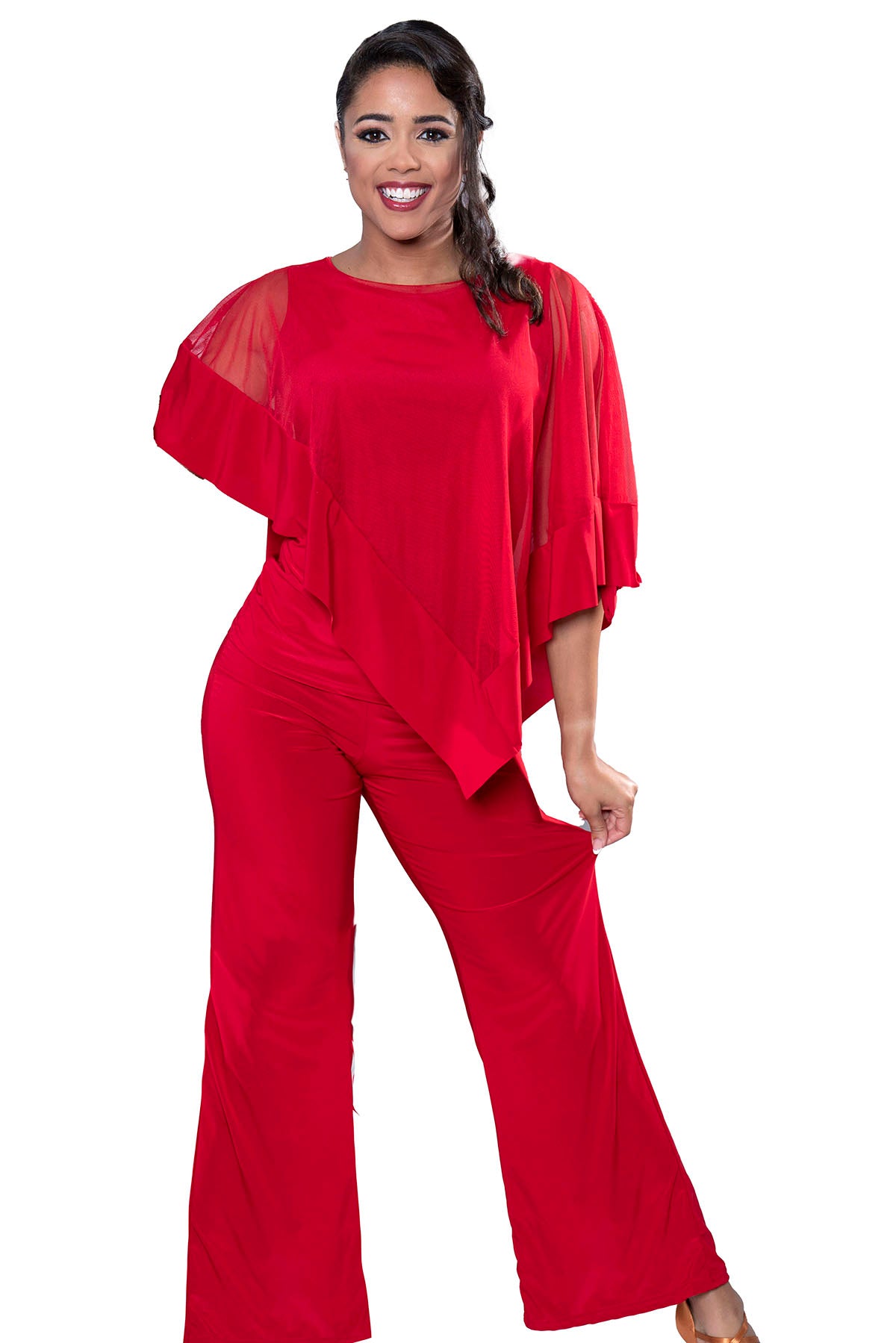 Red ballroom dancing top for ladies