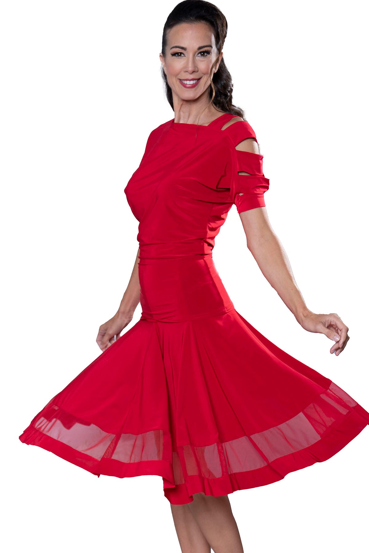 Red ballroom dance top for women