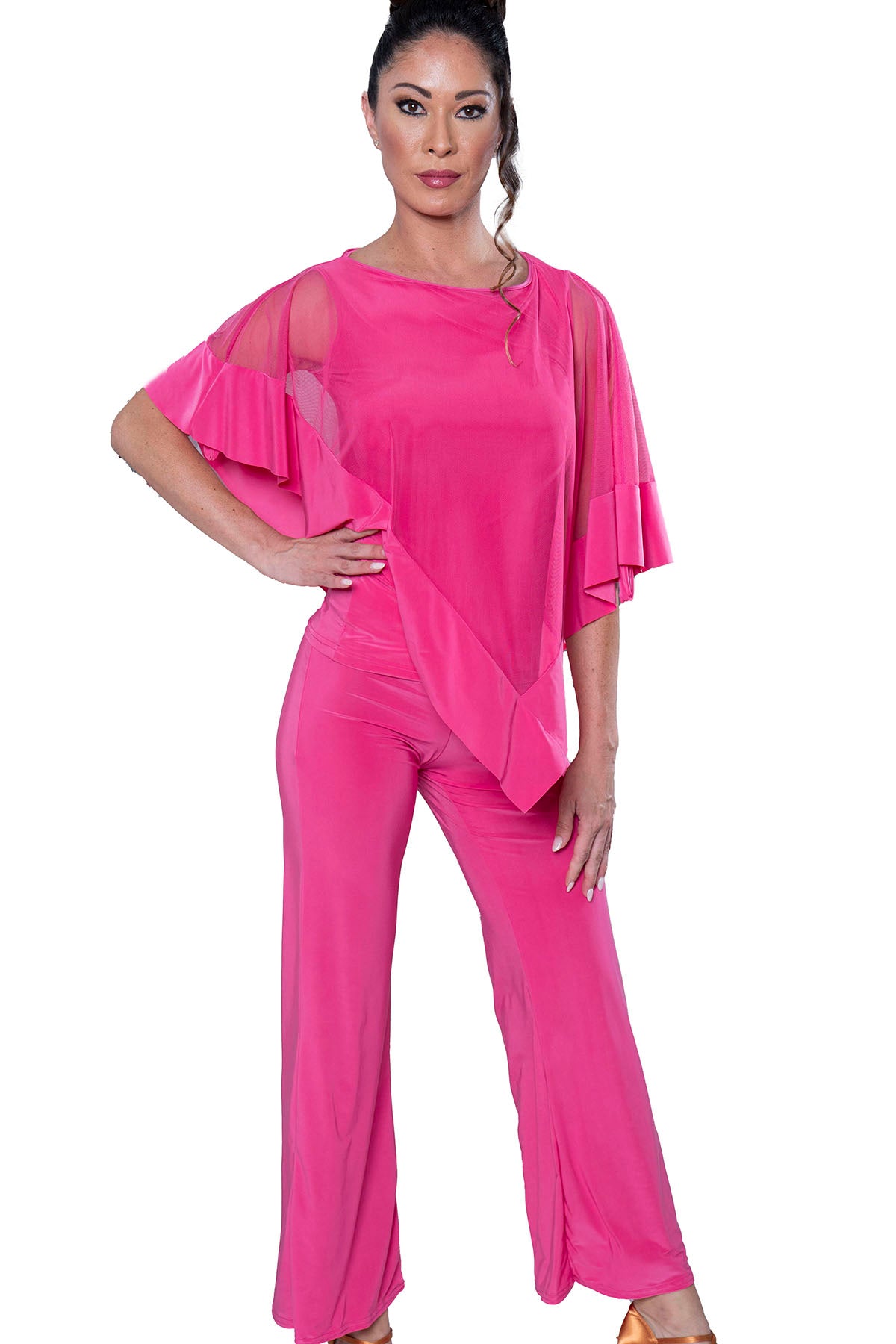 Pink ballroom dance top for women