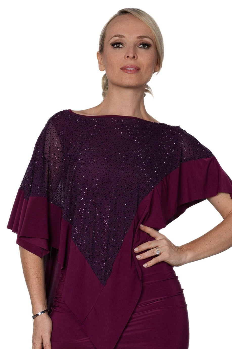 Wine ballroom capelet for women's dance practice