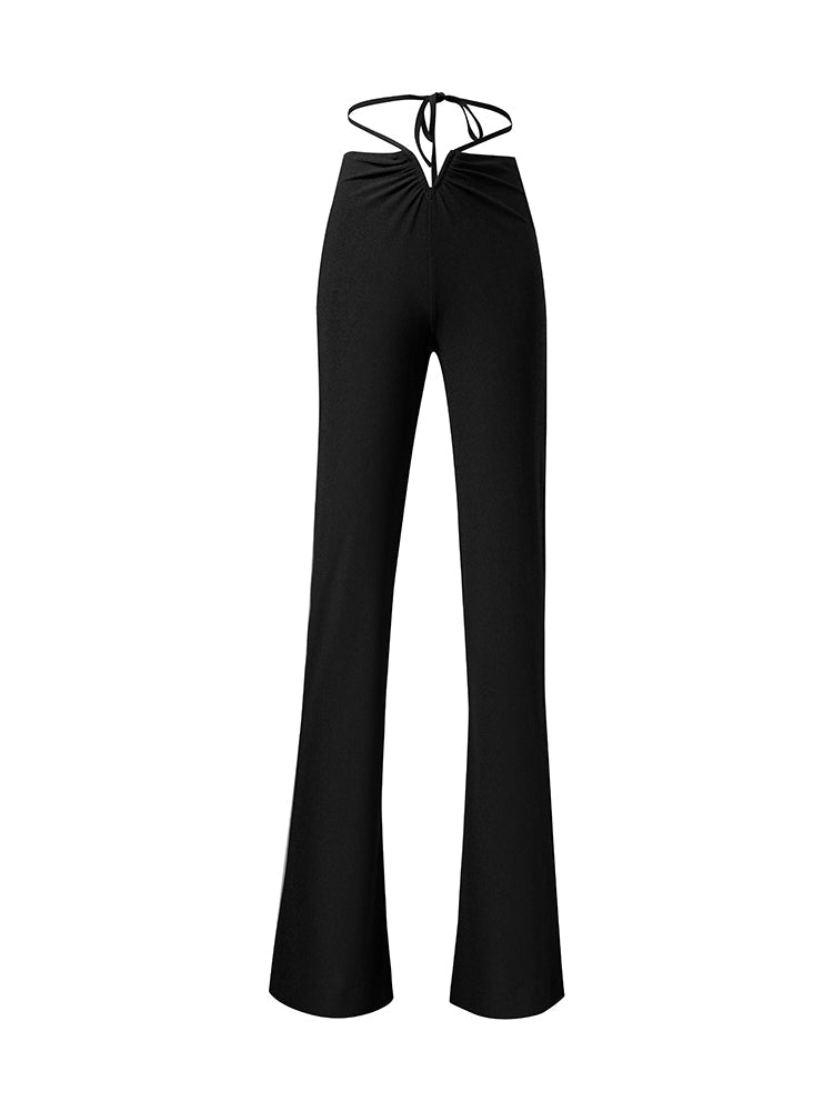 ZYM Dance Style Black Latin Practice Pants with Flared Bottom