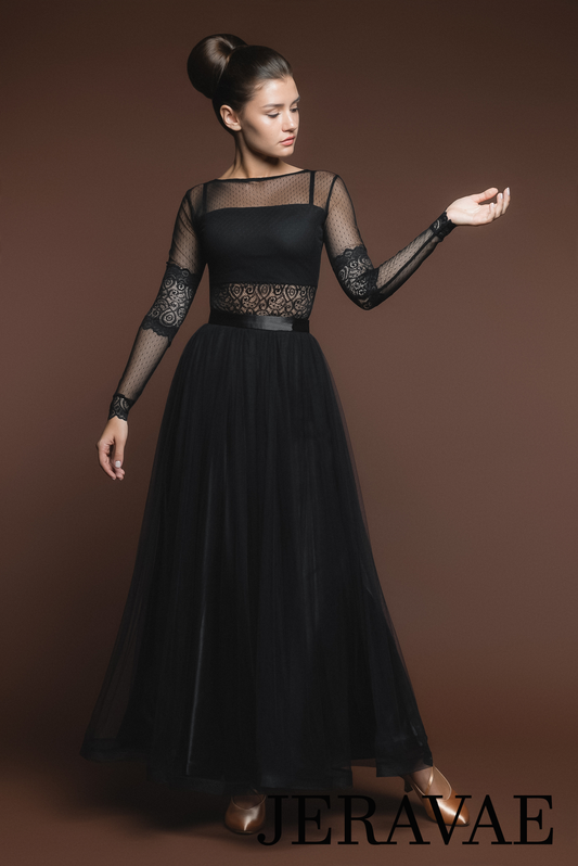 Layered Black ballroom skirt with satin waistband