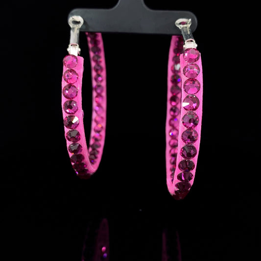 Fuchsia Stoned Hoop Earrings