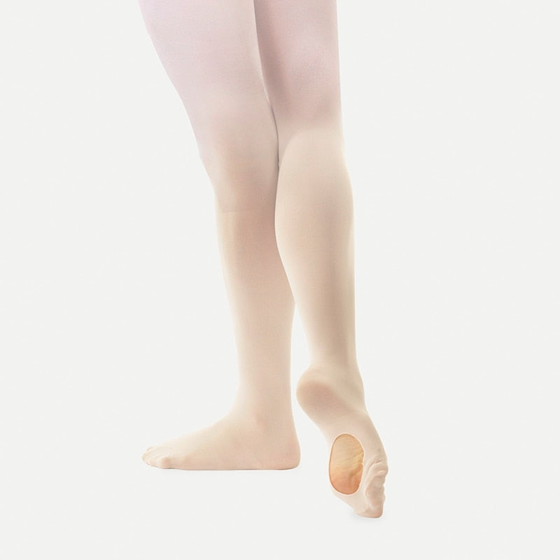 Convertible Ballet Dance Tights With Hole Pink